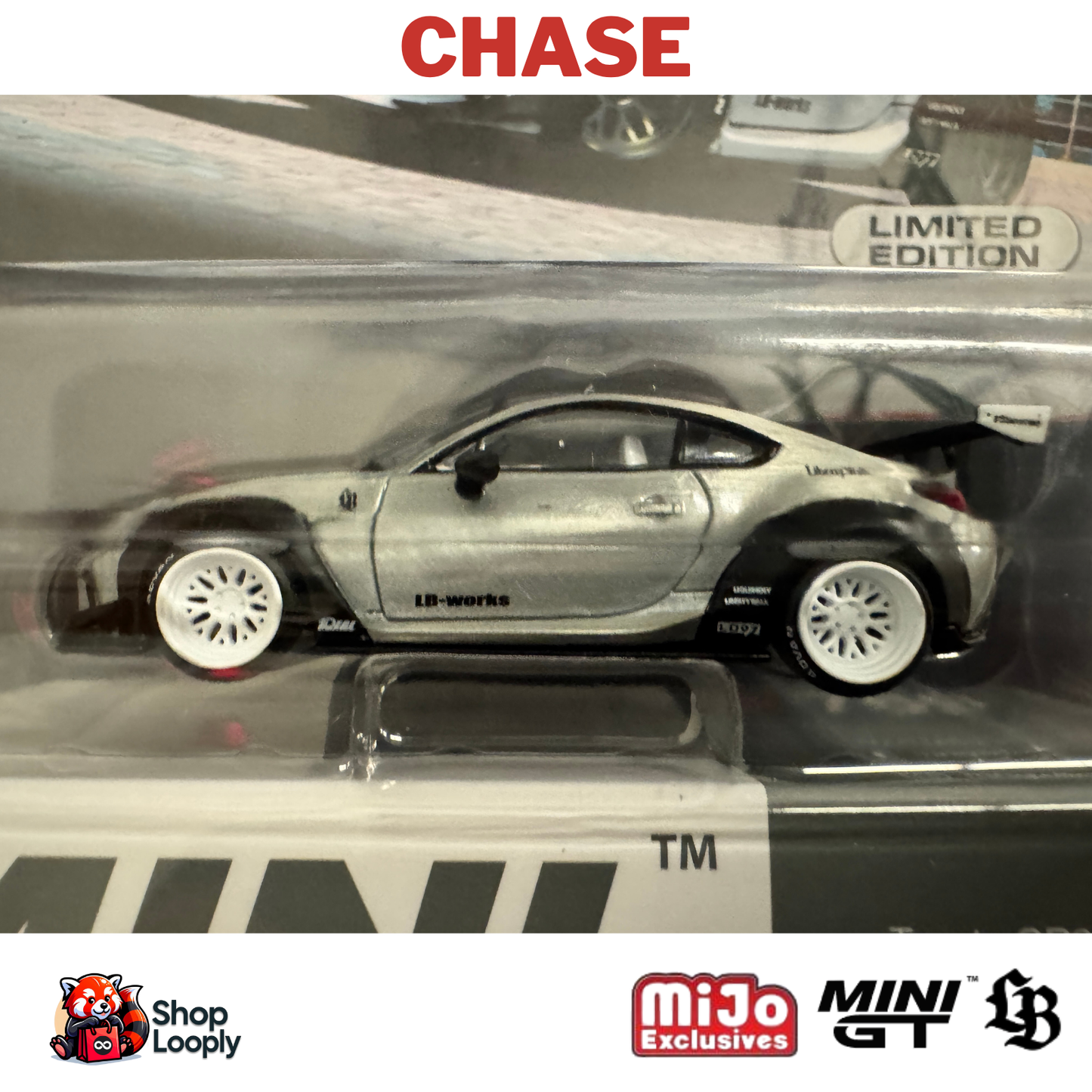 Mini GT Toyota GR86 LBWK Chase – 1:64 MiJo Exclusive Diecast JDM Car