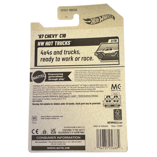 Hot Wheels '67 Chevy C10 – Matte Black & Gold Muscle | Die-Cast Truck 1:64
