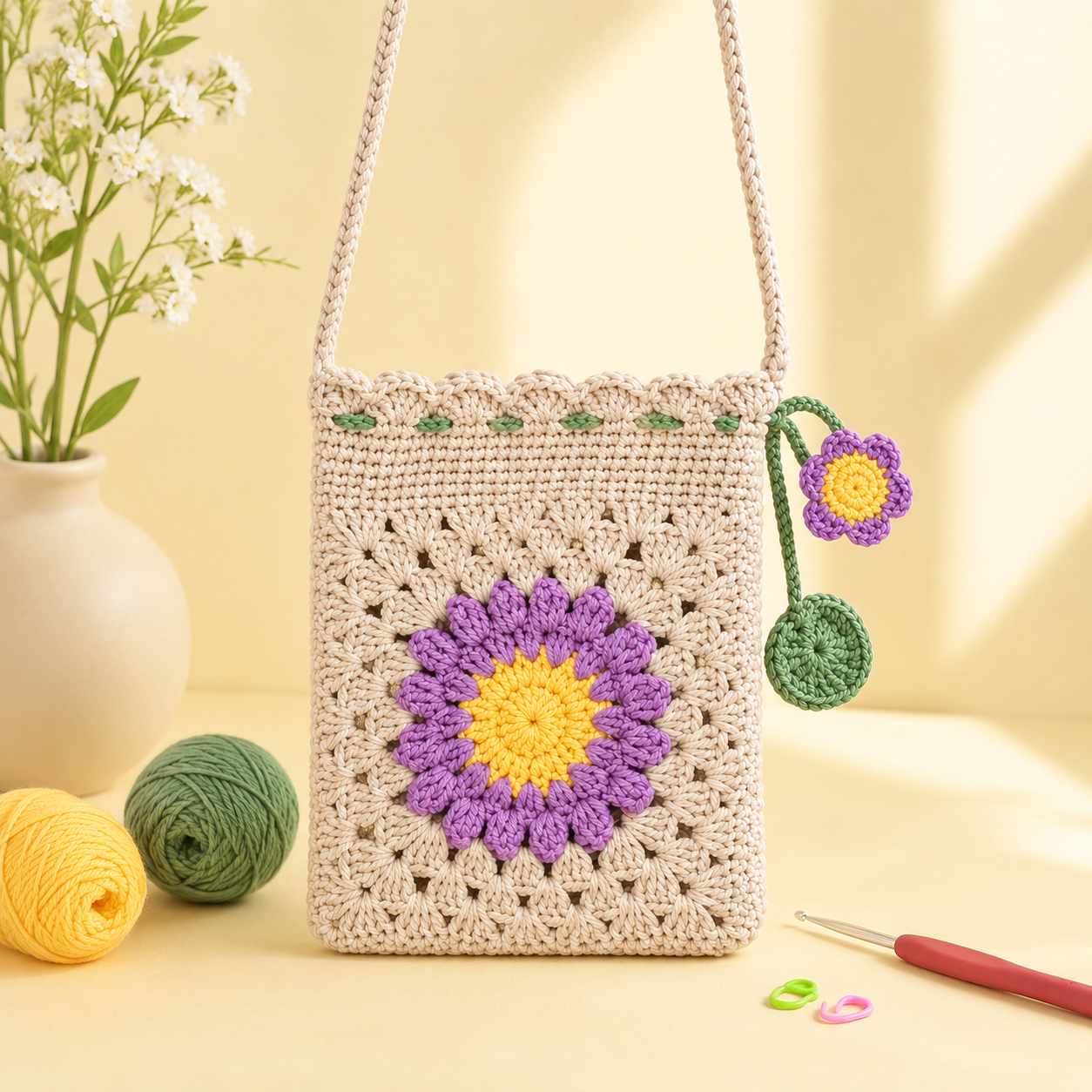 Sunflower Phone Bag Crochet Kit