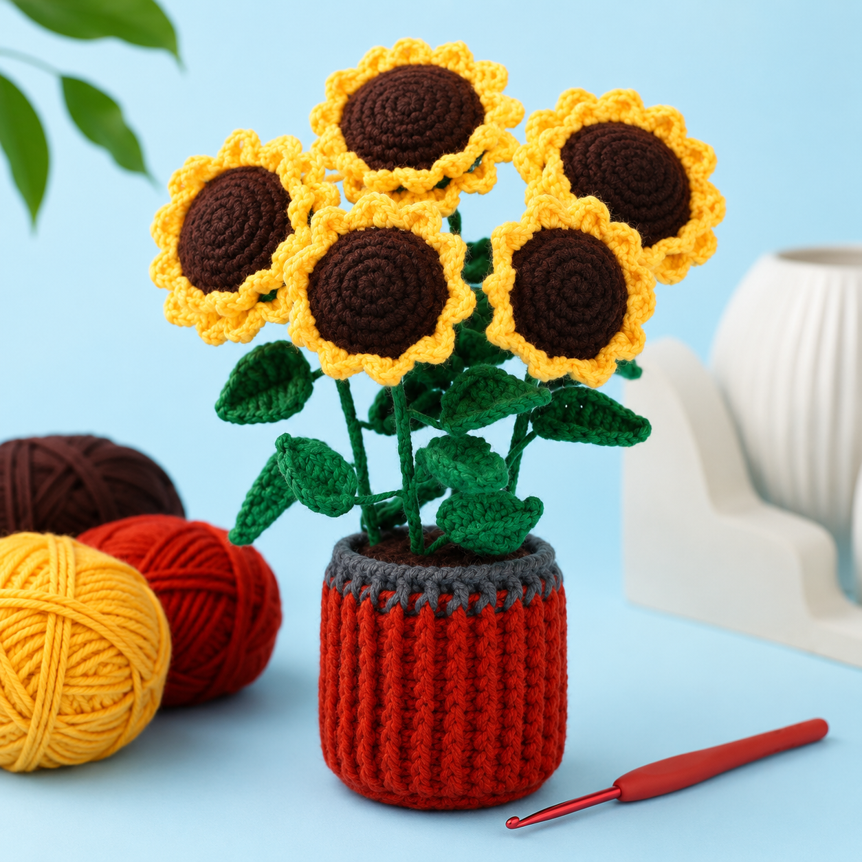 Sunflower Flower Pot Crochet Kit