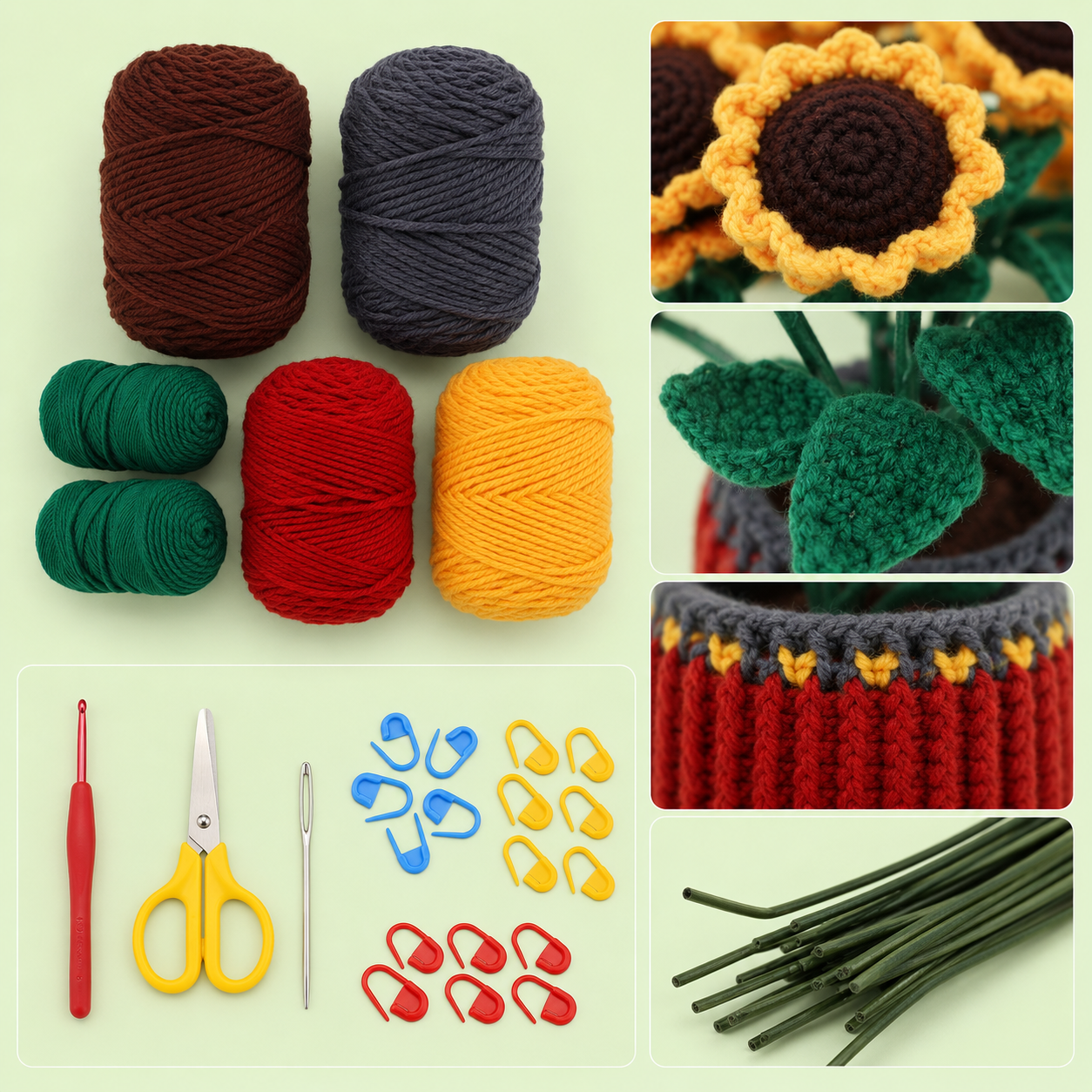 Sunflower Flower Pot Crochet Kit