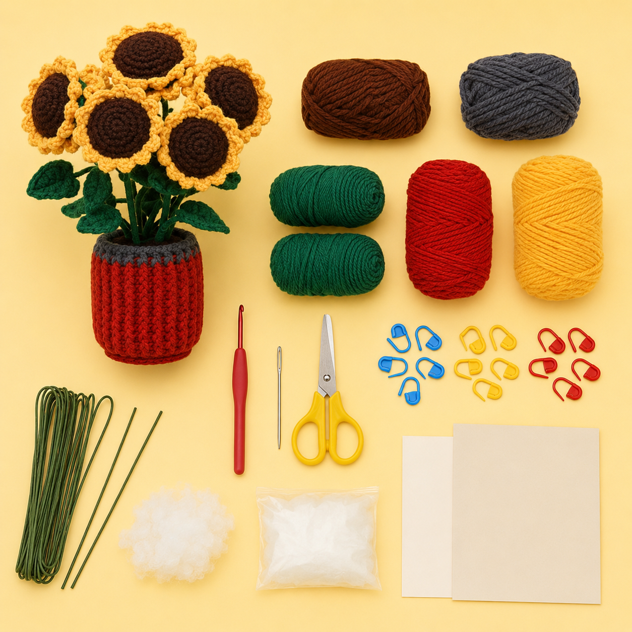 Sunflower Flower Pot Crochet Kit